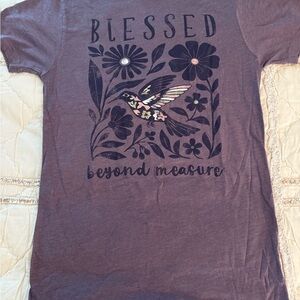 Blessed Graphic Short Sleeve Tee - Purple and Gray